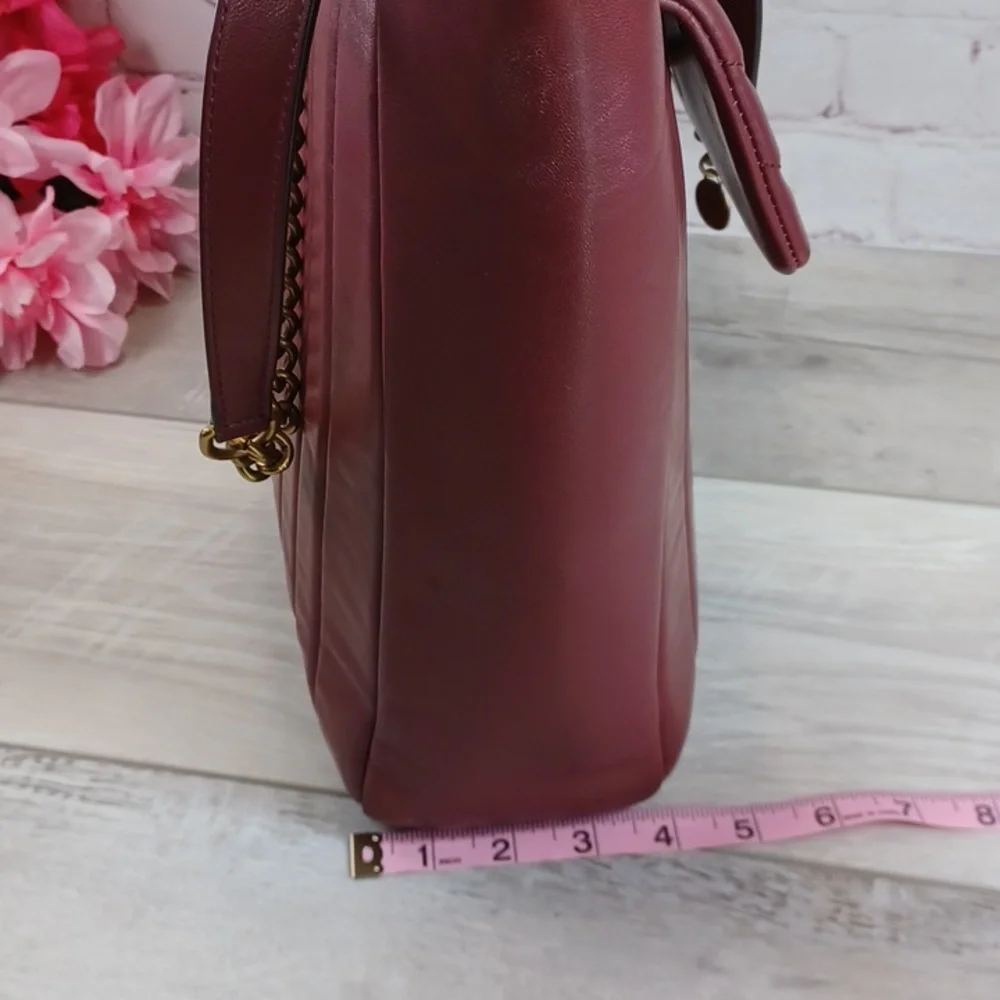 Henri Bendel 712 Zip Tote Laptop Bag  Burgundy - Picture 7 of 17